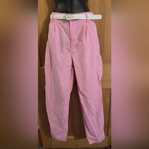 Vintage Soft Pink Straight-Leg Trousers with Relaxed Fit